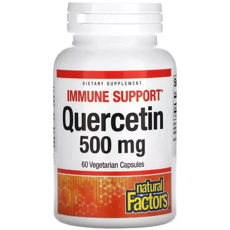 Кверцетин, 500 мг, Quercetin, Natural Factors, 60 вегетаріанських капсул: ціни та характеристики