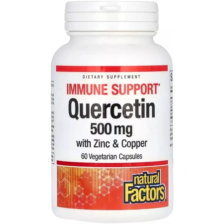 Кверцитин с цинком и медью, 500 мг, Quercetin with Zinc & Copper, Natural Factors, 60 вегетарианских капсул: цены и характеристики