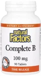 Комплекс витаминов группы B, 100 мг, Complete B, Natural Factors, 90 таблеток