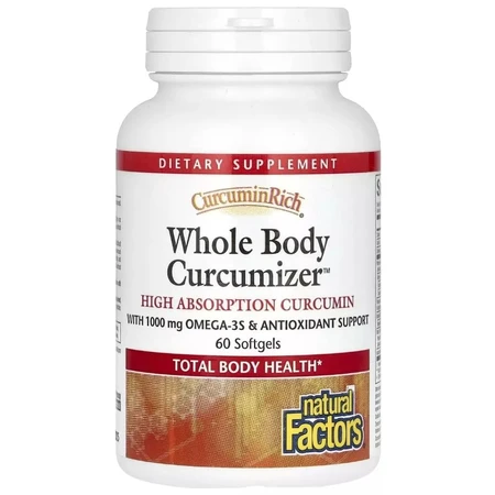 Куркумін для оптимізації здоров'я всього тіла, CurcuminRich, Whole Body Curcumizer, Natural Factors, 60 желатинових капсул: ціни та характеристики