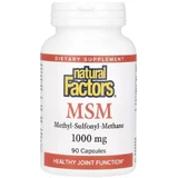 МСМ, 1000 мг, MSM, Natural Factors, 60 вегетарианских капсул