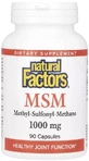 МСМ, 1000 мг, MSM, Natural Factors, 60 вегетарианских капсул