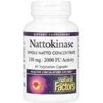 Наттокіназа, 100 мг, Nattokinase, Natural Factors, 60 вегетаріанських капсул: ціни та характеристики