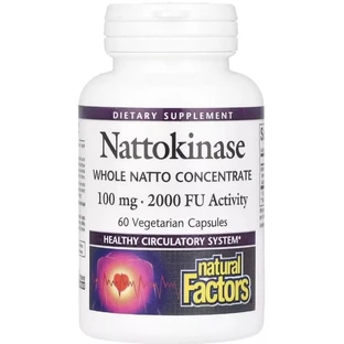 Наттокіназа, 100 мг, Nattokinase, Natural Factors, 60 вегетаріанських капсул