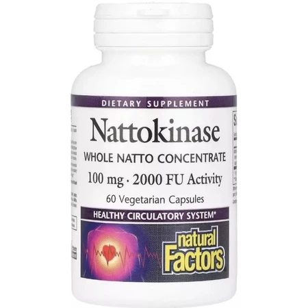 Наттокіназа, 100 мг, Nattokinase, Natural Factors, 60 вегетаріанських капсул: ціни та характеристики