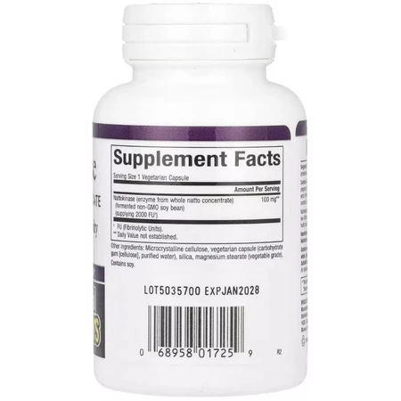 Наттокіназа, 100 мг, Nattokinase, Natural Factors, 60 вегетаріанських капсул: ціни та характеристики