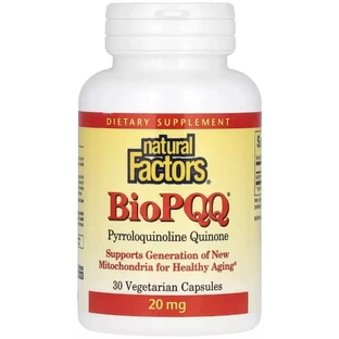 Пирролохинолинхинон PQQ, 20 мг, BioPQQ, Natural Factors, 30 вегетарианских капсул