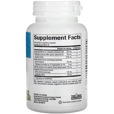 Поддержка при менопаузе, WomenSense, MenoSense, Menopause Formula, Natural Factors, 90 вегетарианских капсул: цены и характеристики