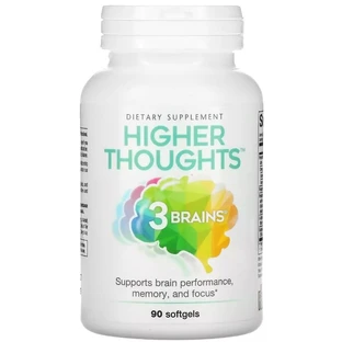 Підтримка роботи мозку, 3 Brains, Higher Thoughts, Natural Factors, 30 гелевих капсул