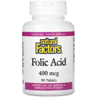 Фолиевая кислота, 400 мкг, Folic Acid, Natural Factors, 90 таблеток