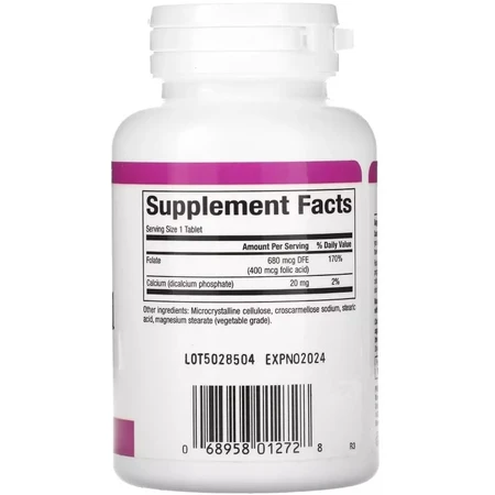 Фолиевая кислота, 400 мкг, Folic Acid, Natural Factors, 90 таблеток: цены и характеристики