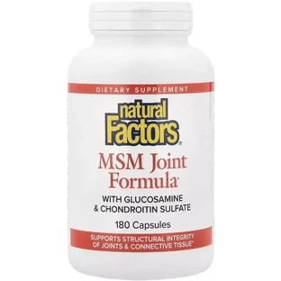 Формула для суставов с МСМ, глюкозамином и хондроитинсульфатом, MSM Joint Formula with Glucosamine & Chondroitin Sulfate, Natural Factors, 180 капсул