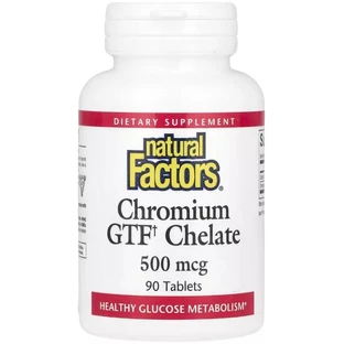 Хром GTF Хелат, 500 мкг, Chromium GTF Chelate, Natural Factors, 90 таблеток