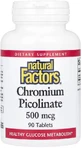 Хром Пиколинат, 500 мкг, Chromium Picolinate, Natural Factors, 90 таблеток