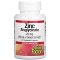 Цинк бісгліцинат, 25 мг, Zinc Bisglycinate, Natural Factors, 60 вегетаріанських капсул