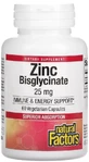 Цинк бісгліцинат, 25 мг, Zinc Bisglycinate, Natural Factors, 60 вегетаріанських капсул