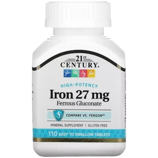 Залізо Високоефективне, 27 мг, High-Potency Iron, 21st Century, 110 таблеток