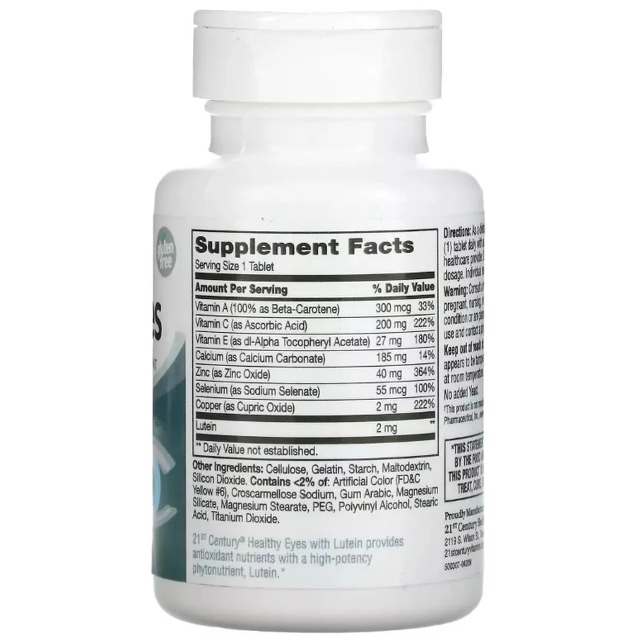 Здоровье глаз с лютеином и антиоксидантами, Healthy Eyes, Lutein and Antioxidants, 21st Century, 60 таблеток: цены и характеристики