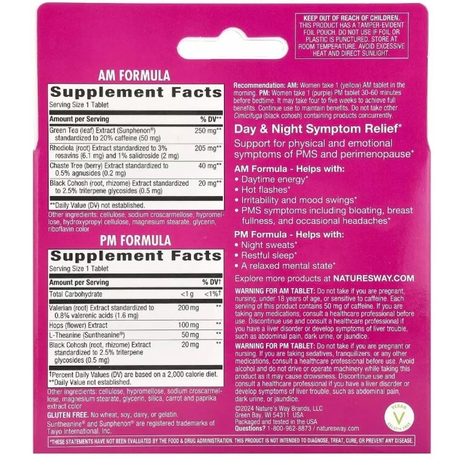 Женское здоровье при пременопаузе, день/ночь, AM/PM PeriMenopause Formula, Nature's Way, 60 таблеток: цены и характеристики