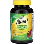 Кальций и витамин D3, вкус малина-лимонад и клубника, Alive! Calcium & Vitamin D3 Gummy, Nature's Way, 60 жевательных конфет: цены и характеристики