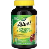 Кальций и витамин D3, вкус малина-лимонад и клубника, Alive! Calcium & Vitamin D3 Gummy, Nature's Way, 60 жевательных конфет