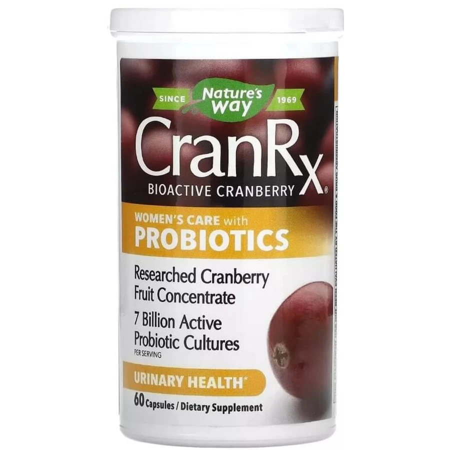Журавлина біоактивна з пробіотиком, жіноче здоров'я, CranRx, Women's Care with Probiotics, Nature's Way, 60 вегетаріанських капсул: ціни та характеристики
