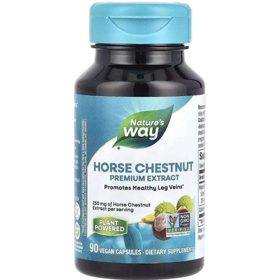 Конский каштан, премиум экстракт, 250 мг, Horse Chestnut, Premium Extract, Nature's Way, 90 вегетарианских капсул: цены и характеристики