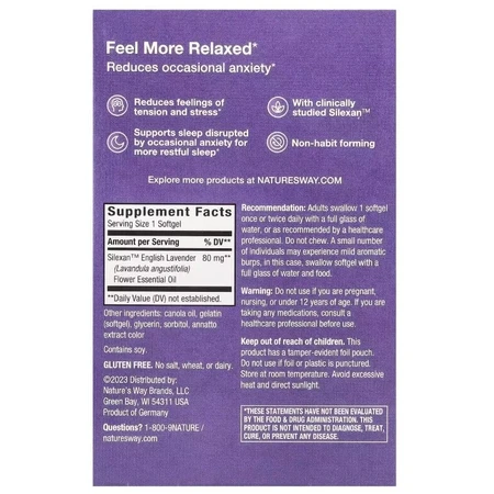 Лаванда для спокою та розслаблення, CalmAid, Clinically Studied Lavender, Nature's Way, 30 гелевих капсул: ціни та характеристики