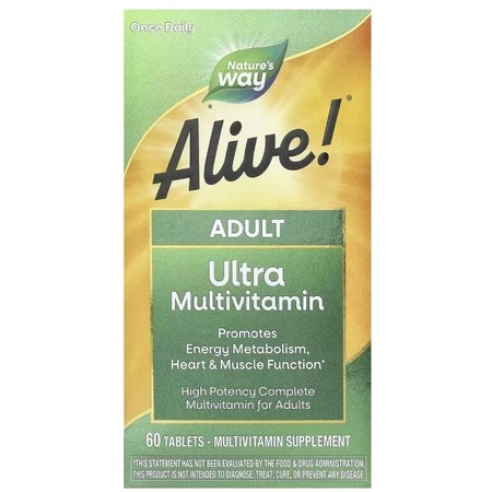 Мультивитамины для взрослых, Alive! Adult Ultra Potency Complete Multivitamin, Nature's Way, 60 таблеток: цены и характеристики