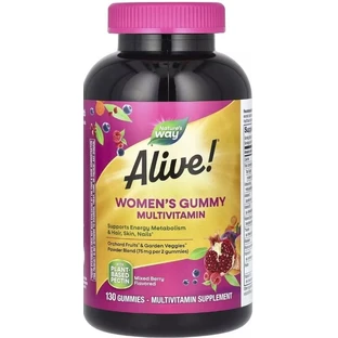 Мультивитамины для женщин, вкус ягод, Alive! Women's Gummy Multivitamin, Nature's Way, 130 жевательных конфет