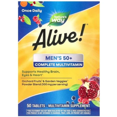 Мультивитамины для мужчин 50+, Alive! Men's 50+ Complete Multivitamin, Nature's Way, 50 таблеток: цены и характеристики