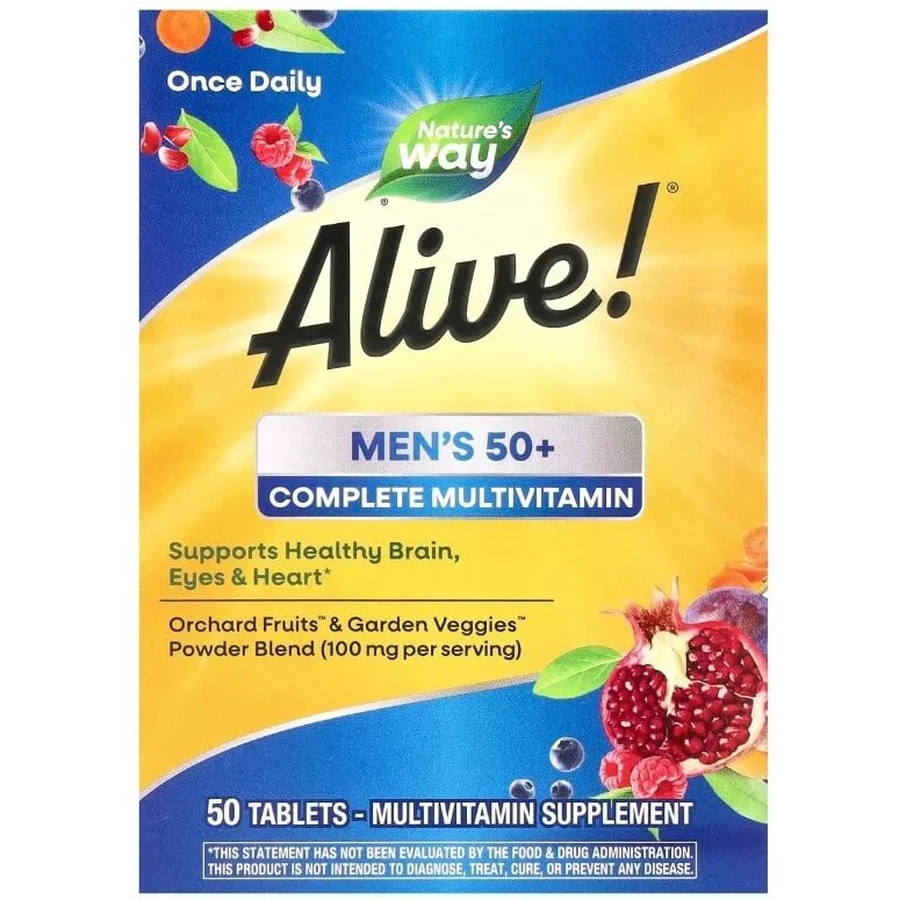 Мультивитамины для мужчин 50+, Alive! Men's 50+ Complete Multivitamin, Nature's Way, 50 таблеток: цены и характеристики