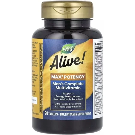Мультивітаміни для чоловіків Alive! Max3 Potency, Men's Multivitamin, Nature's Way, 90 таблеток: ціни та характеристики