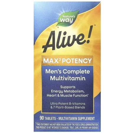 Мультивітаміни для чоловіків Alive! Max3 Potency, Men's Multivitamin, Nature's Way, 90 таблеток: ціни та характеристики