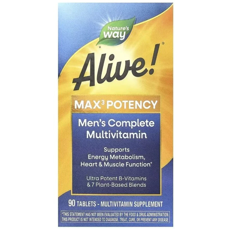 Мультивітаміни для чоловіків Alive! Max3 Potency, Men's Multivitamin, Nature's Way, 90 таблеток: ціни та характеристики
