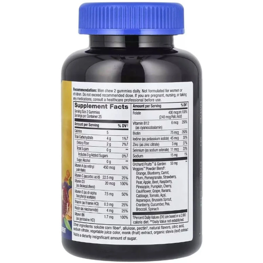 Мультивитамины для мужчин, без сахара, вкус персика, Alive! Men's Gummy Multivitamin, Nature's Way, 50 жевательных конфет: цены и характеристики