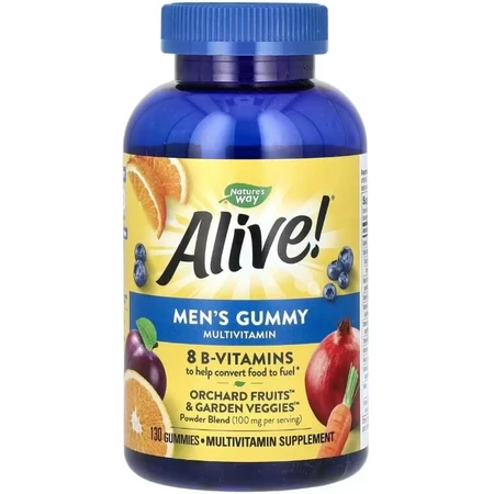 Мультивітаміни для чоловіків, смак фруктів, Alive! Men's Gummy Multivitamin, Nature's Way, 130 жувальних цукерок: ціни та характеристики