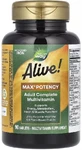 Мультивитамины повышенной эффективности без железа, Alive! Max3 Potency Multivitamin, No Added Iron, Nature's Way, 90 таблеток