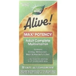 Мультивитамины повышенной эффективности без железа, Alive! Max3 Potency Multivitamin, No Added Iron, Nature's Way, 90 таблеток: цены и характеристики