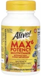 Мультивитамины повышенной эффективности без железа, Alive! Max6 Potency Multivitamin, No Added Iron, Nature's Way, 90 Капсул
