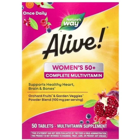 Мультивитамины полного комплекса для женщин 50+, Alive! Women's 50+ Complete Multivitamin, Nature's Way, 50 таблеток: цены и характеристики