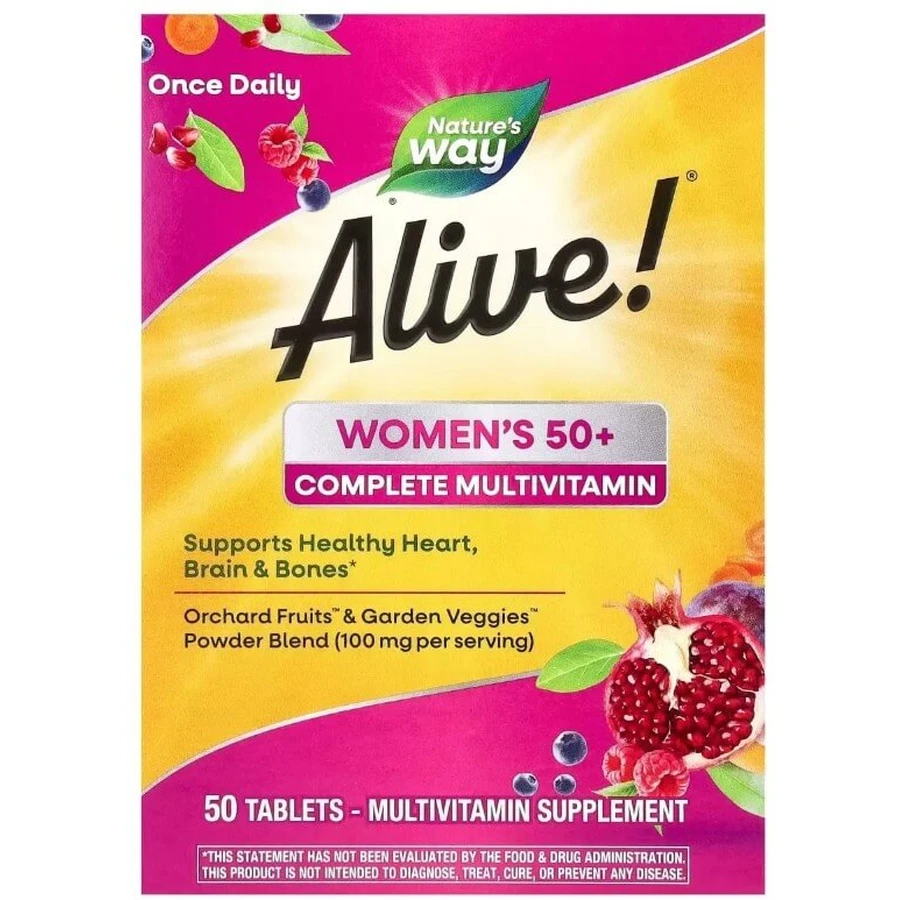 Мультивитамины полного комплекса для женщин 50+, Alive! Women's 50+ Complete Multivitamin, Nature's Way, 50 таблеток: цены и характеристики