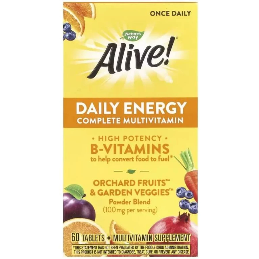 Мультивитамины с железом, полный комплекс, Alive! Daily Energy, Complete Multivitamin, Nature's Way, 60 таблеток: цены и характеристики