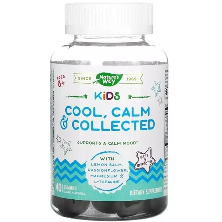 Поддержка детского спокойствия, вкус винограда, Kids, Cool, Calm&Collected, Ages 8 +, Nature's Way, 40 жевательных конфет: цены и характеристики