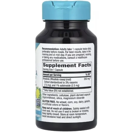 Родіола, 250 мг, Rhodiola, Premium Extract, Nature's Way, 60 вегетаріанських капсул: ціни та характеристики