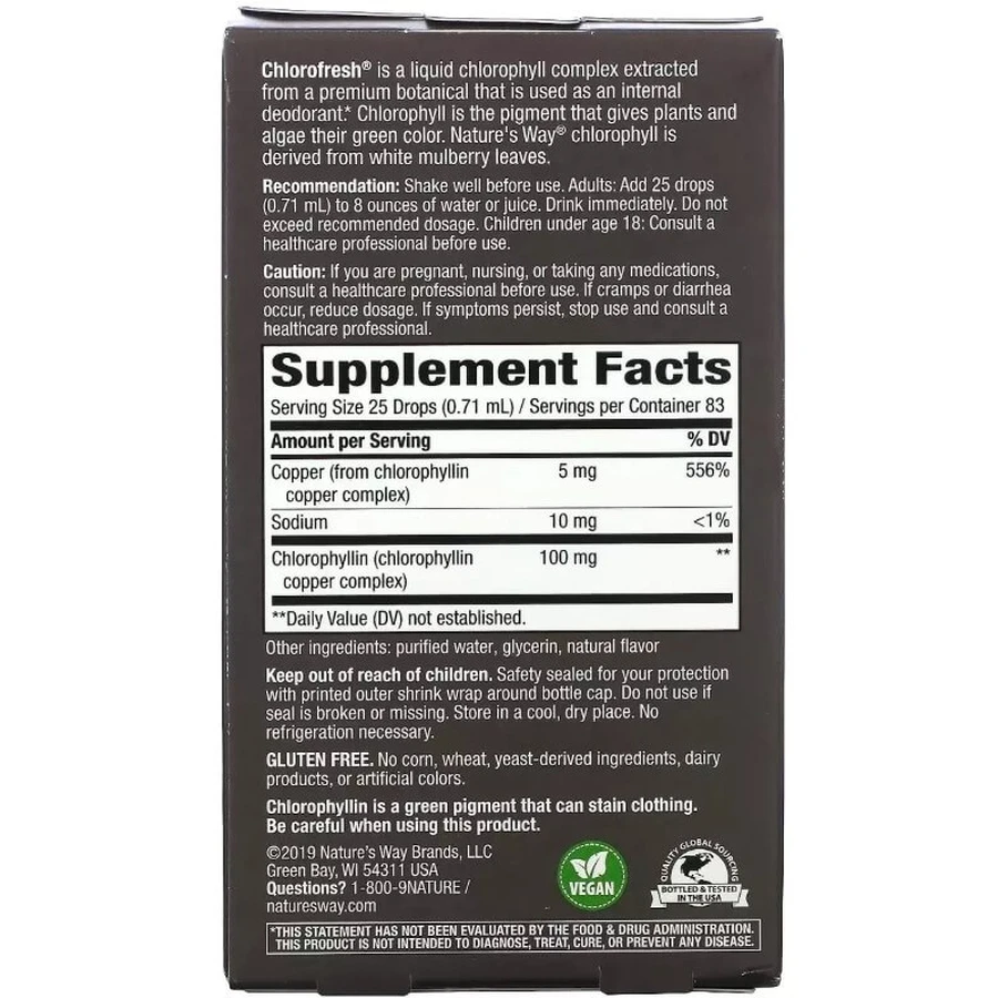 Хлорофіл у краплях, смак м'яти, Chlorofresh, Chlorophyll Drops, Nature's Way, 59 мл: ціни та характеристики