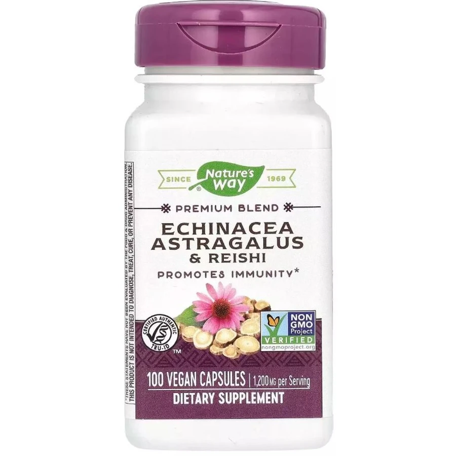 Ехінацея, астрагал та рейші, 1200 мг, Echinacea Astragalus&Reishi, Nature's Way, 100 вегетаріанських капсул: ціни та характеристики