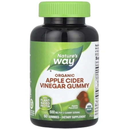 Яблучний оцет, 500 мг, Organic Apple Cider Vinegar Gummies, Nature's Way, 60 жувальних цукерок: ціни та характеристики