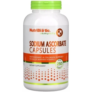Аскорбат натрия, Sodium Ascorbate, NutriBiotic, 250 вегетарианских капсул