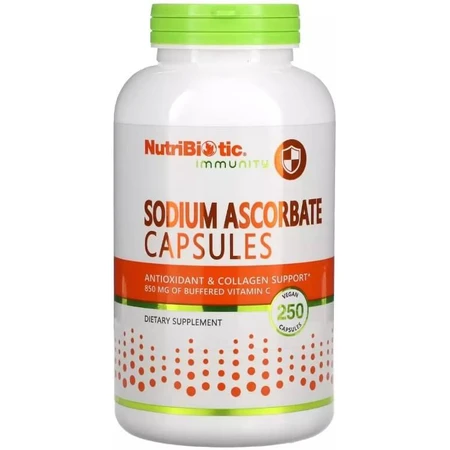 Аскорбат натрия, Sodium Ascorbate, NutriBiotic, 250 вегетарианских капсул: цены и характеристики